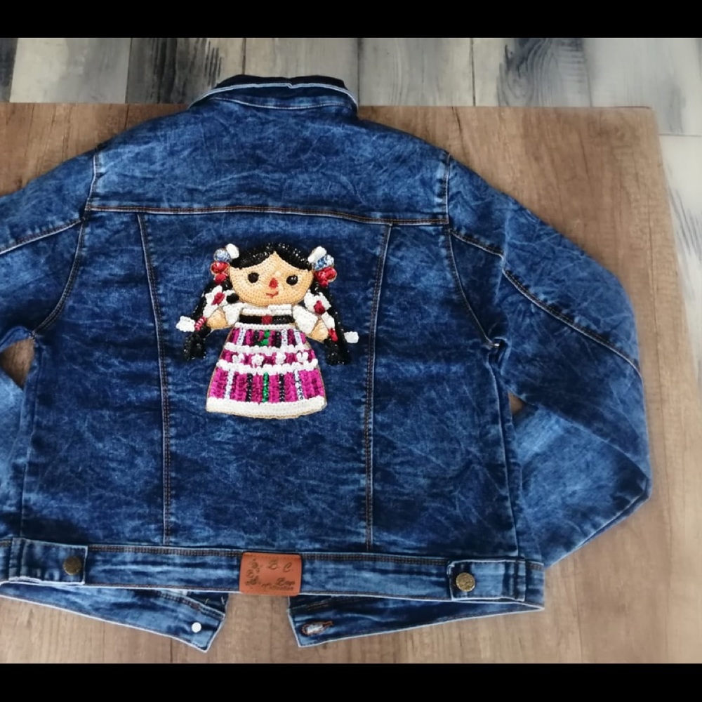 Mexican Denim Jacket embroidered, new without tags,
